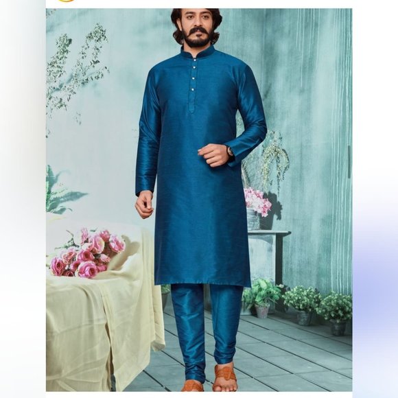 Teel Blue Kurta Pajama set - Picture 1 of 2